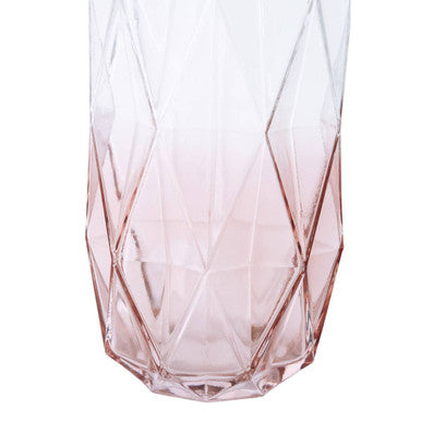 Orsina Brice Large Pink Glass Vase – Textured Geometric Modern Decor