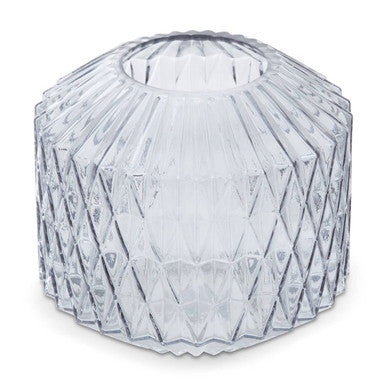 Orsina Brice Small Grey Glass Vase – Diamond-Cut Modern Tabletop Decor