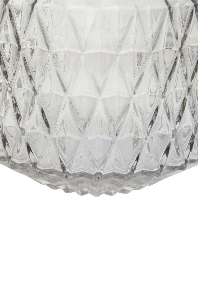 Orsina Brice Small Grey Glass Vase – Diamond-Cut Modern Tabletop Decor