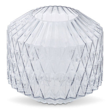 Orsina Brice Large Grey Glass Vase – Diamond-Cut Textured Centerpiece