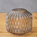Orsina Brice Large Grey Glass Vase – Diamond-Cut Textured Centerpiece