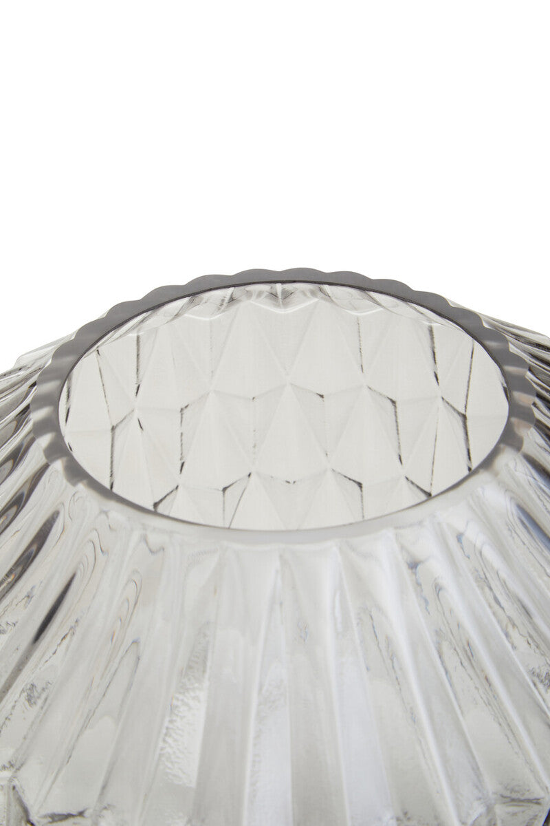 Orsina Brice Large Grey Glass Vase – Diamond-Cut Textured Centerpiece