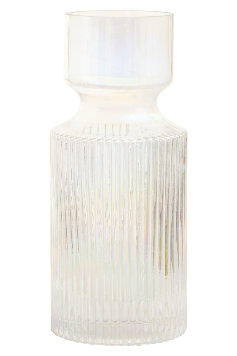 Orsina Breamo Small Glass Vase – Textured Clear Cylindrical Flower Vase