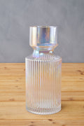 Orsina Breamo Small Glass Vase – Textured Clear Cylindrical Flower Vase