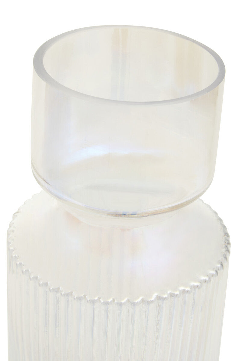Orsina Breamo Small Glass Vase – Textured Clear Cylindrical Flower Vase