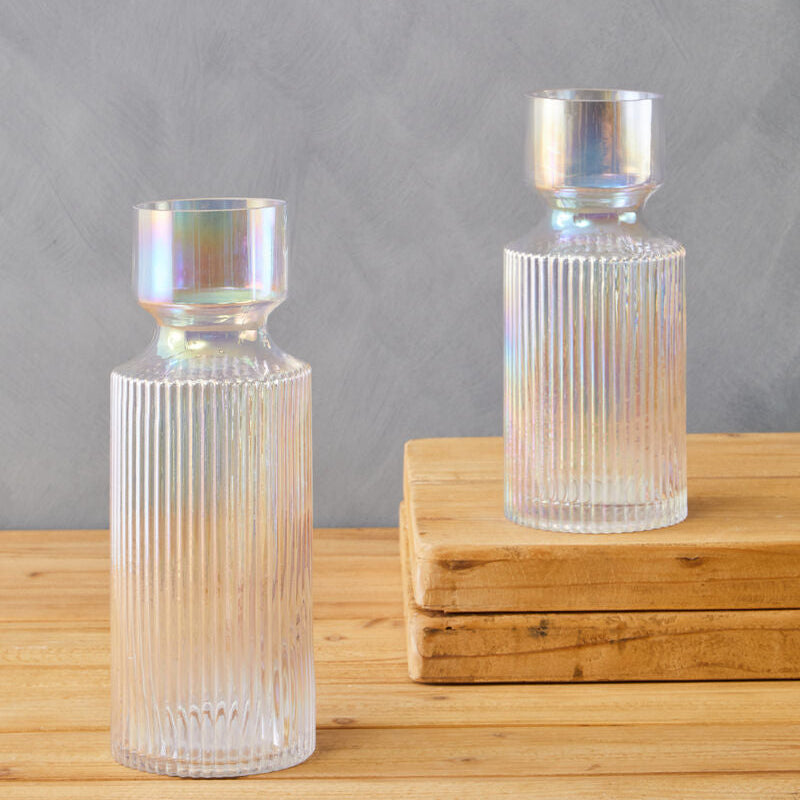 Orsina Breamo Large Glass Vase – Modern Textured Cylinder Centerpiece