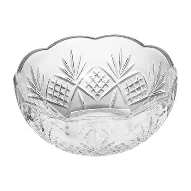 Orsina Beaufort Crystal Bowl – Clear Textured Glass Table Centerpiece