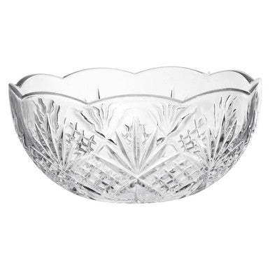 Orsina Beaufort Crystal Bowl – Clear Textured Glass Table Centerpiece