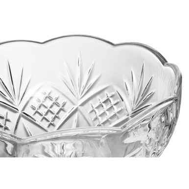 Orsina Beaufort Crystal Bowl – Clear Textured Glass Table Centerpiece