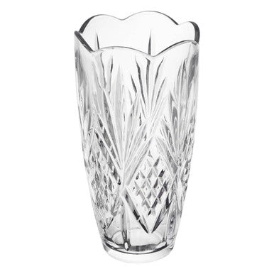 Orsina Beaufort Crystal Scalloped Vase – Modern Clear Glass Decor
