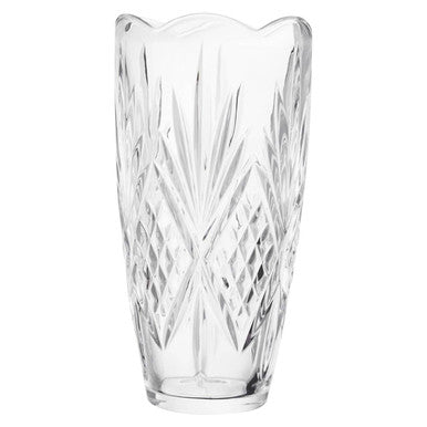 Orsina Beaufort Crystal Scalloped Vase – Modern Clear Glass Decor