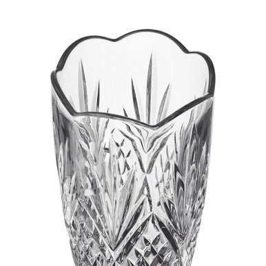 Orsina Beaufort Crystal Scalloped Vase – Modern Clear Glass Decor