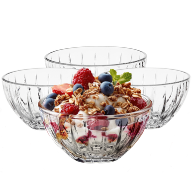Orsina Beaufort Crystal Small Bowls – Set of 4 Fluted Serving Dishes