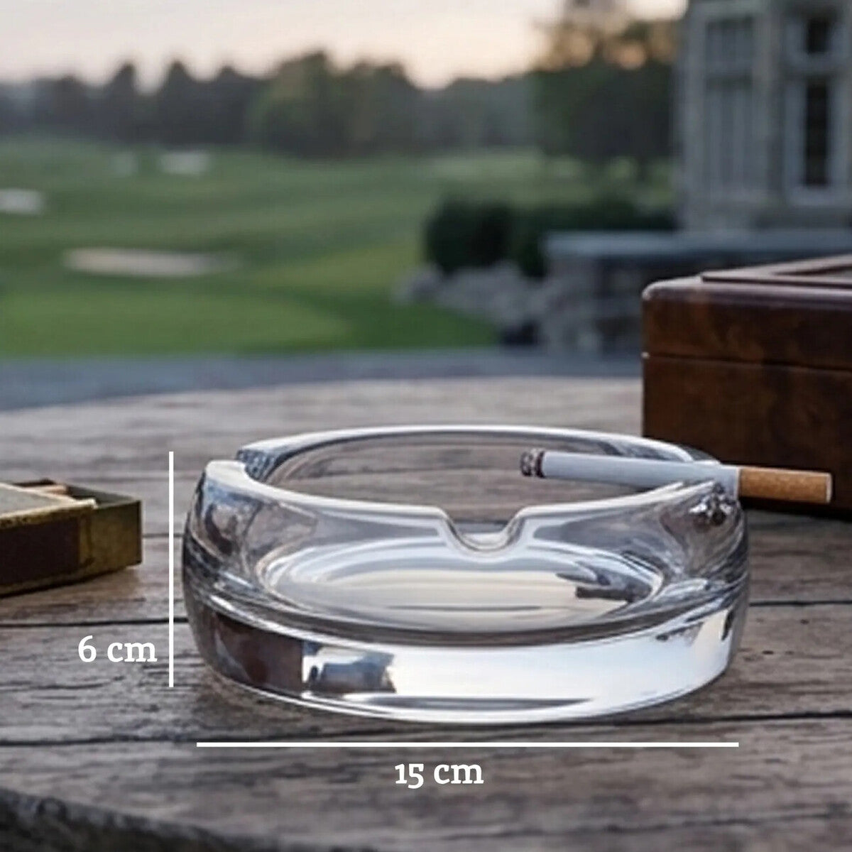 Orsina Beaufort Large Crystal Glass Ashtray – Luxury 3-Rest Design