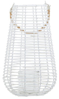 Orsina Lentigo Large White Rattan Lantern with Rope Handle | Coastal