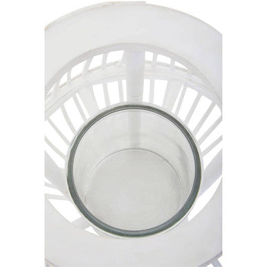 Orsina Lentigo Small White Bamboo Lantern | Coastal Candle Holder