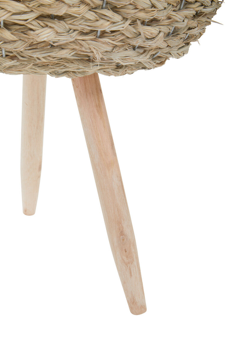 Orsina Lentigo Handwoven Natural Grass Planters with Wood Legs – Set of 2