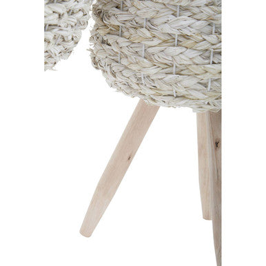 Orsina Lentigo White Woven Planters with Wooden Legs – Set of 2