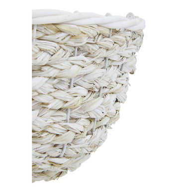 Orsina Lentigo White Woven Planters with Wooden Legs – Set of 2