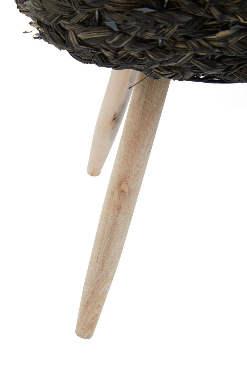 Orsina Lentigo Black Woven Planters with Wooden Legs – Set of 2