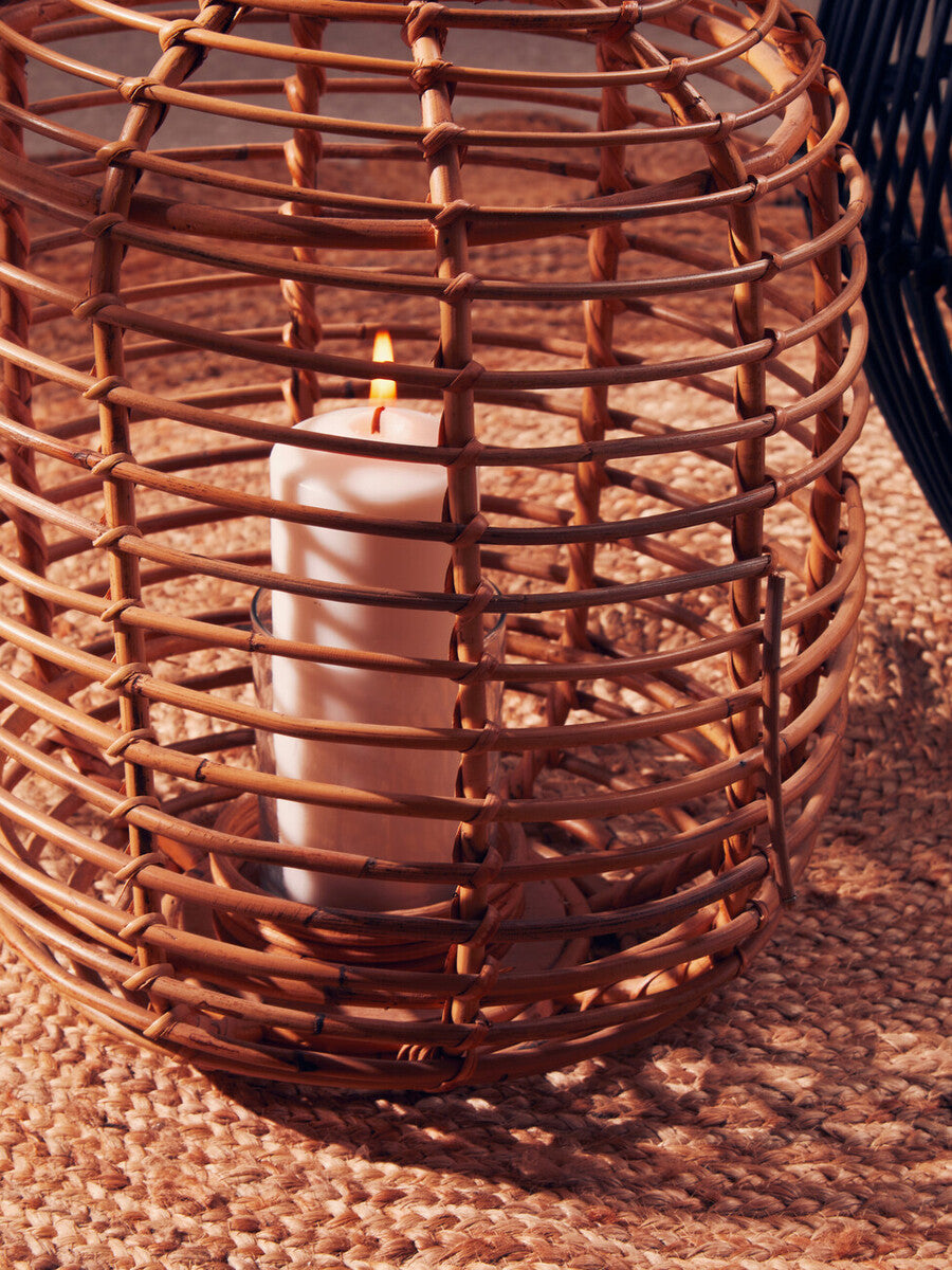 Orsina Mataram Tall Natural Rattan Lantern | Handwoven Coastal Decor
