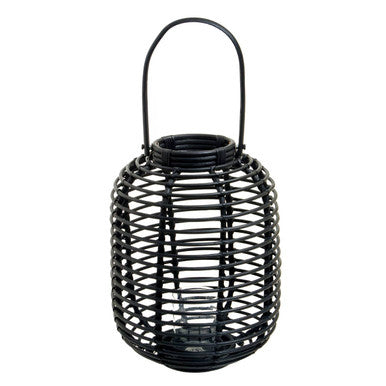 Orsina Mataram Tall Black Natural Rattan Lantern | Handwoven Candle Holder
