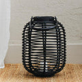 Orsina Mataram Tall Black Natural Rattan Lantern | Handwoven Candle Holder