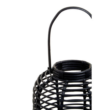Orsina Mataram Tall Black Natural Rattan Lantern | Handwoven Candle Holder
