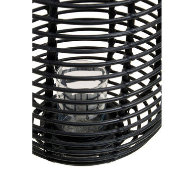 Orsina Mataram Tall Black Natural Rattan Lantern | Handwoven Candle Holder