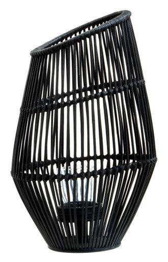 Orsina Mataram Large Black Natural Rattan Lantern | Handwoven Decor