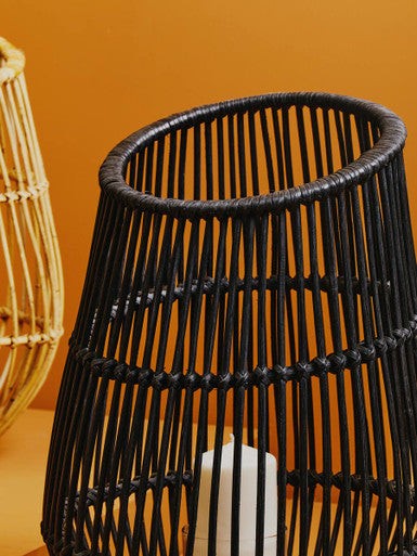 Orsina Mataram Large Black Natural Rattan Lantern | Handwoven Decor