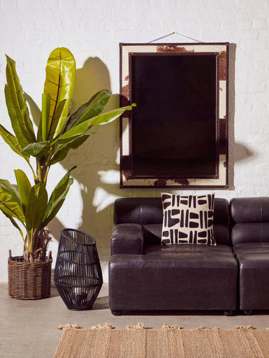 Orsina Mataram Large Black Natural Rattan Lantern | Handwoven Decor