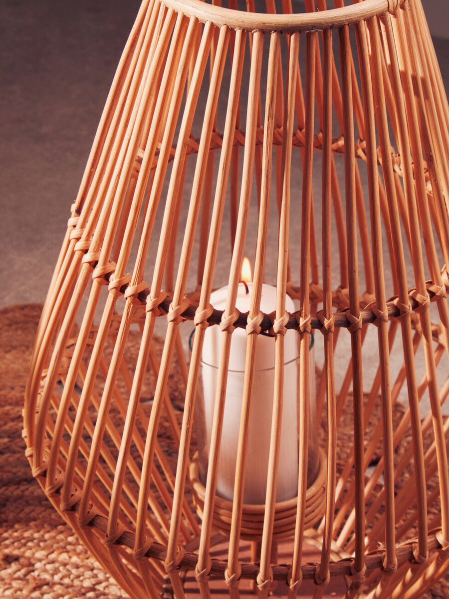 Orsina Mataram Woven Lantern – Tapered Decorative Table Lamp with Hoop