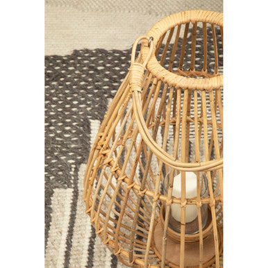 Orsina Mataram Woven Lantern – Tapered Decorative Table Lamp with Hoop