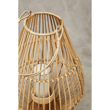Orsina Mataram Woven Lantern – Tapered Decorative Table Lamp with Hoop