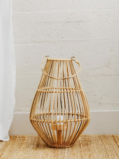 Orsina Mataram Woven Lantern – Tapered Decorative Table Lamp with Hoop