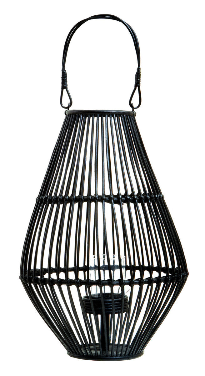 Orsina Mataram Black Lantern – Modern Woven Candle Holder with Handle