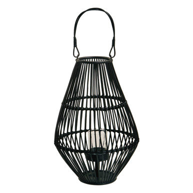 Orsina Mataram Black Lantern – Modern Woven Candle Holder with Handle