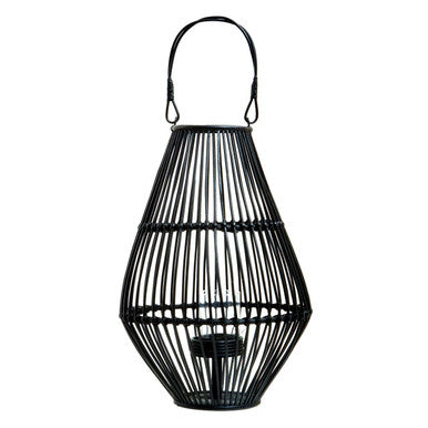 Orsina Mataram Black Lantern – Modern Woven Candle Holder with Handle