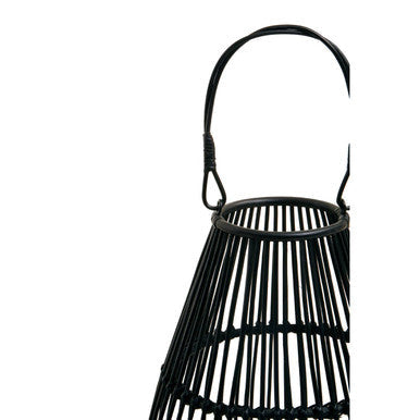 Orsina Mataram Black Lantern – Modern Woven Candle Holder with Handle