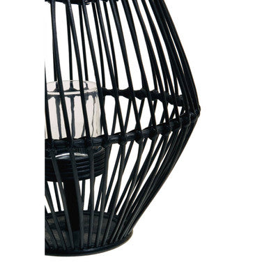 Orsina Mataram Black Lantern – Modern Woven Candle Holder with Handle