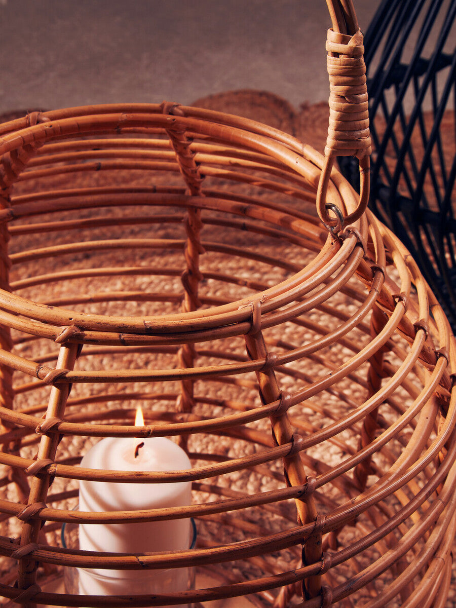 Orsina Mataram Natural Rattan Round Lantern – Handwoven Boho Decor