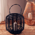 Orsina Mataram Black Rattan Lantern – Handwoven Boho Decor with Glass