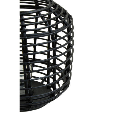 Orsina Mataram Black Rattan Lantern – Handwoven Boho Decor with Glass