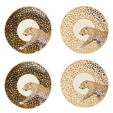 Orsina London Leo Canape Plates – Set of 4 Leopard Print Appetizer Dishes