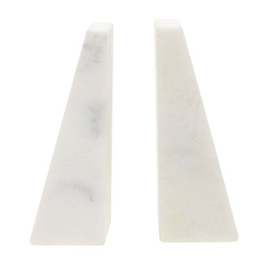 Orsina Marris White Marble Bookends – Set of 2 Modern Shelf Decor