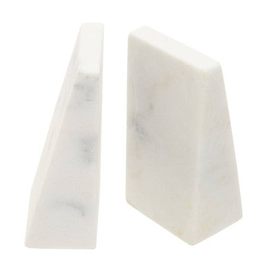 Orsina Marris White Marble Bookends – Set of 2 Modern Shelf Decor