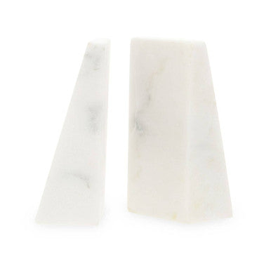 Orsina Marris White Marble Bookends – Set of 2 Modern Shelf Decor