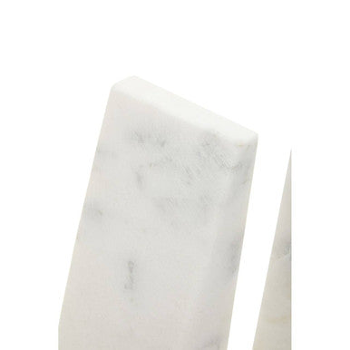 Orsina Marris White Marble Bookends – Set of 2 Modern Shelf Decor