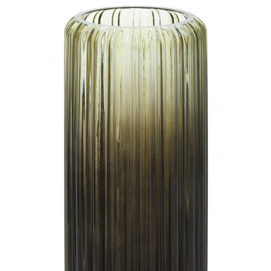 Orsina Chima Large Grey Ribbed Glass Vase – Ombre Smoked Glass Decor
